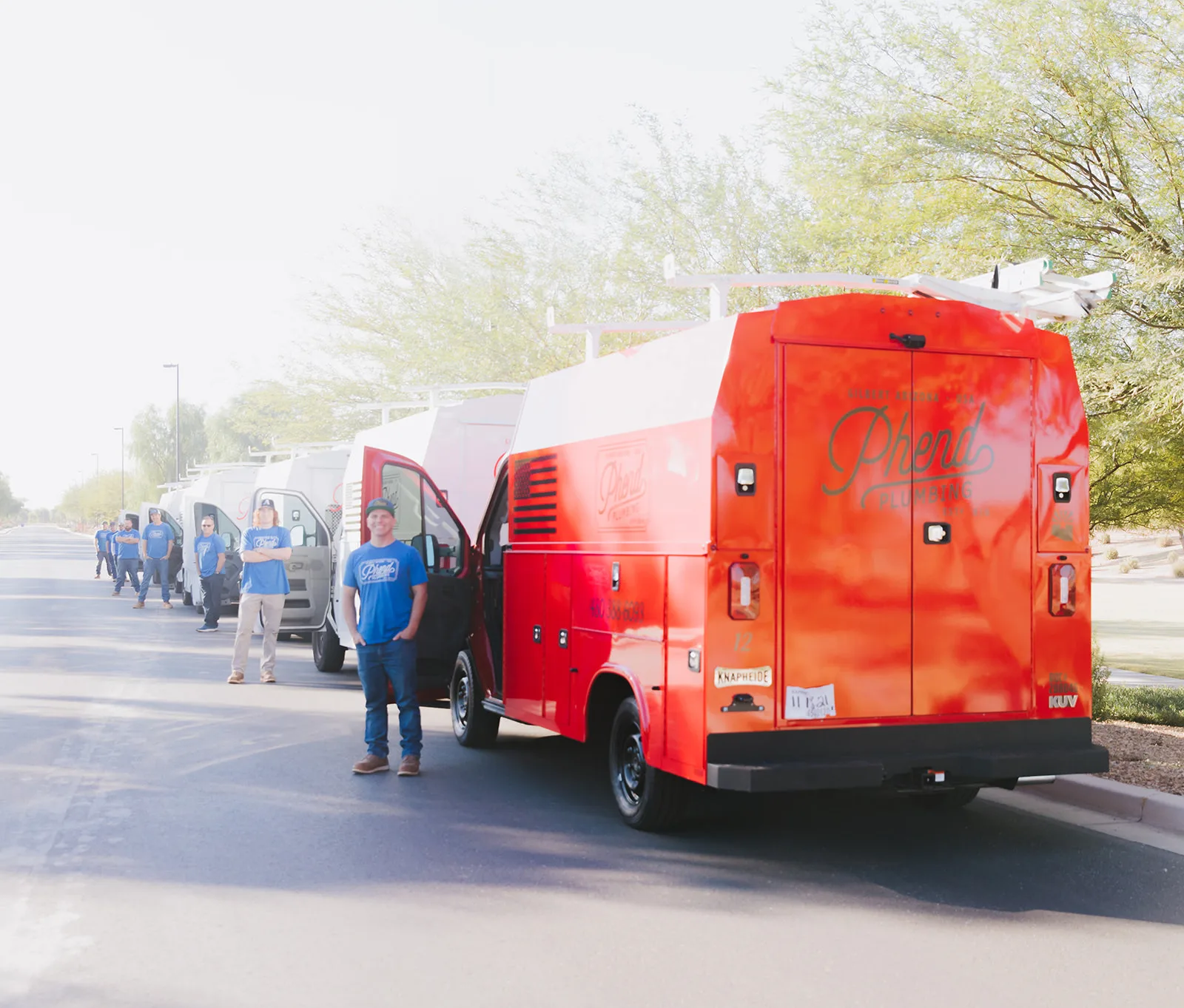 Phend Plumbing repipe crew and service fleet in the East Valley